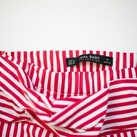 Zara Basics Red & white off shoulder top - Picture 3 of 5